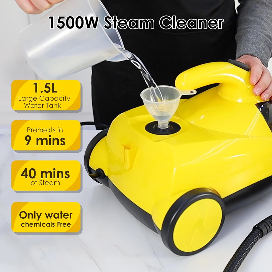 1500 Watt Deep Steam Cleaner with Attachments,Portable Steam Cleaner,Upholstery Steam Cleaner,Steam Cleaner for Home,Tile and Grout Steam Cleaner with On-Board Storage (WJ528(NK-0698))