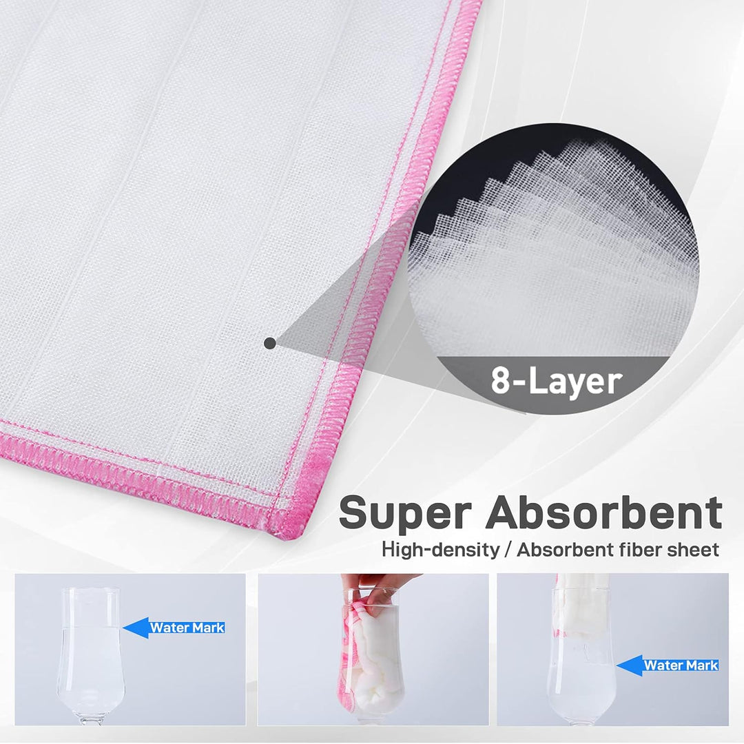 Naturally Wood Fiber Cleaning Cloth, Microfiber Cleaning Cloths, 10 PK (12" X 10.7" Each), 8 Layers High-Density Super Absorbing Dish Cloths, Reusable General Kitchen Towel 1