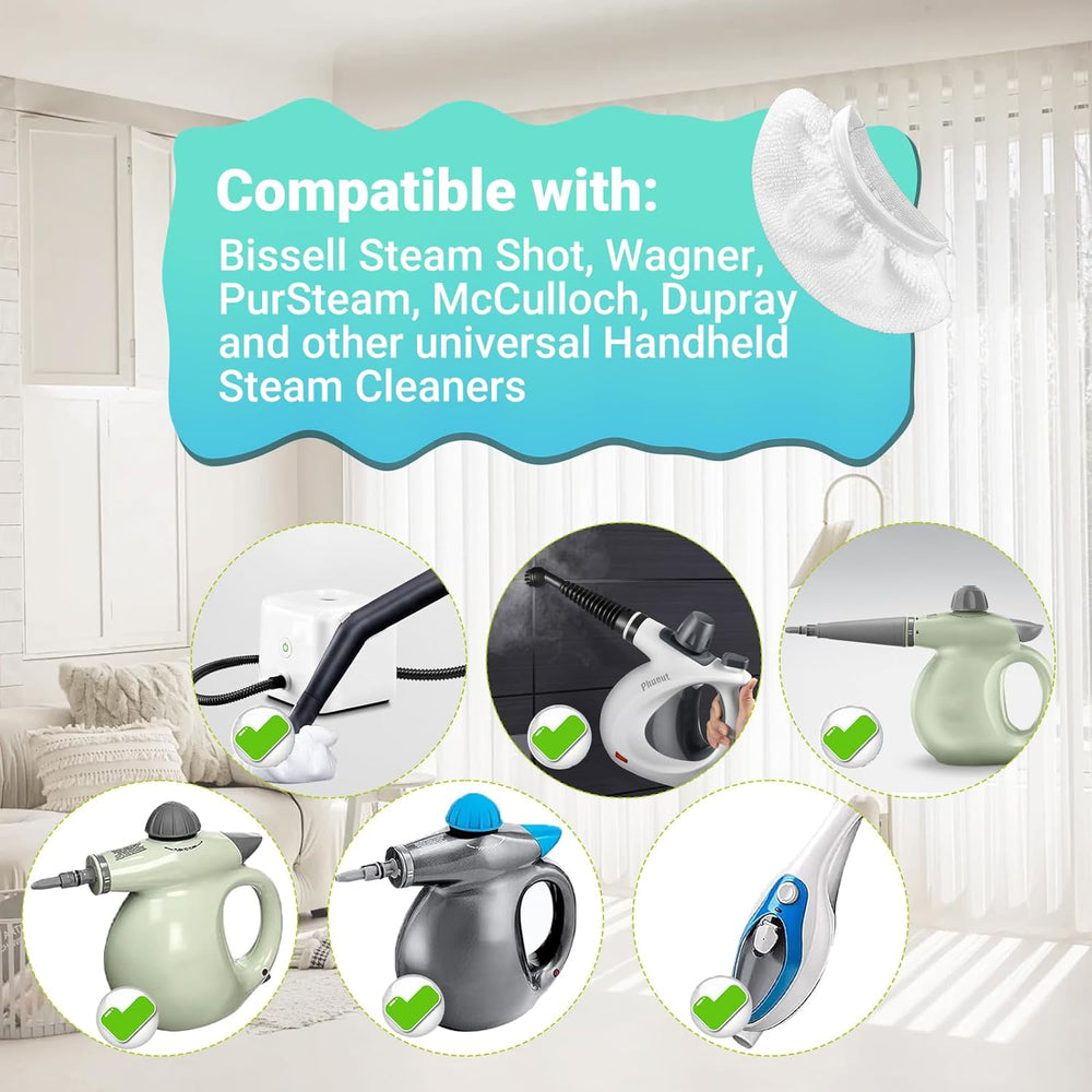 8 Pack Steam Mop Pads for Handheld Steam Cleaner, Compatible with Bissell Steam Shot, Wagner, Pursteam, Mcculloch, Dupray, Comforday Steam Cleaner, Universal Washable Steam Cleaner Accessories